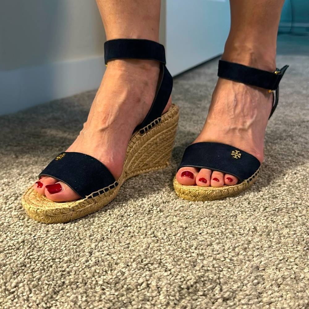 Tory Burch Navy Wedge Sandals